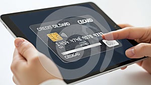 The background is plain, enhancing the focus on the tablet and di