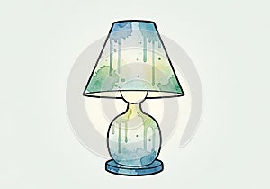 The background is plain and light, emphasizing the lamp's vibrant