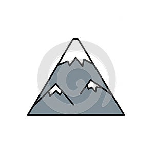 The background is plain white emphasizing the central mountain graphic