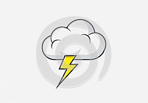 Background is plain white, emphasizing the cloud and lightning