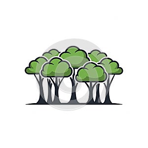 Background is plain white emphasizing the tree cluster as the