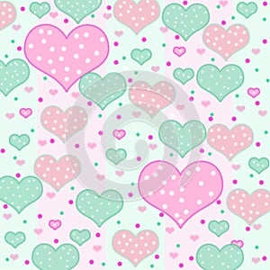 Background with Polka-Dot Hearts