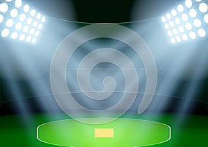 Background for posters night cricket stadium in the spotlight. Vector photo