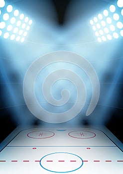 Background for posters night ice hockey stadium in
