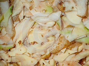 Background of potato peelings close-up.