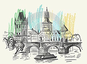 Background of Prague. Charles Bridge