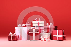 Background presents christmas celebrate copy box valentine holiday bow decorated space gifts red concept