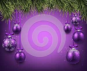 Background with purple christmas balls