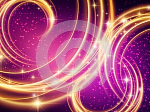 Background of purple and gold swirling lights