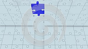 Background of puzzle in white and blue one puzzle piece