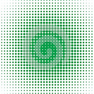 The background of raster semitone of green dots on the white.