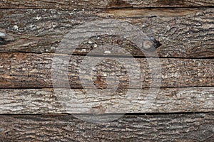 Background of raw boards with tree bark on one side