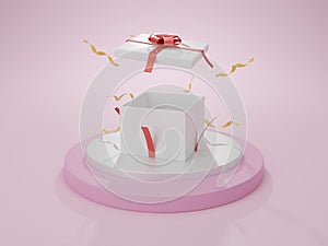 Background with realistic 3d festive gifts box. Holiday gift surprise