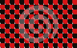 Background of red-black regular mosaic chessboard on a white background.
