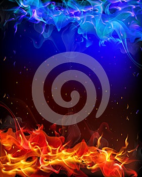 Background of red and blue fire