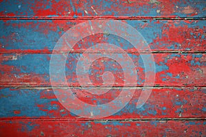 Background of red and blue painted boards