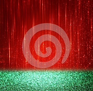 Background of red and green bokeh lights. christmas concept.