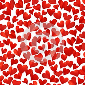 Background with red hearts in 3D, three-dimensional image, high resolution, birthday card, isolated on white background