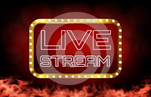 background of red neon live stream sign,online casino concept