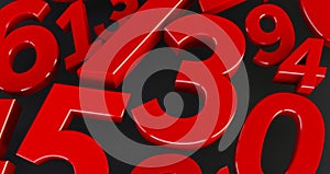 Background of red numbers. from zero to nine. Abstract Numbers.