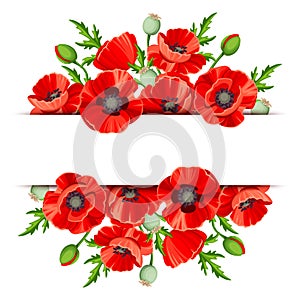 Background with red poppies. Vector illustration.