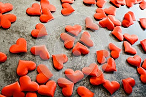 Background of red romantic hearts to usar on Valentine`s Day photo