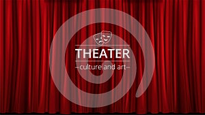 Background with red theater curtains closed