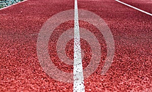 Background of red treadmill, stadium