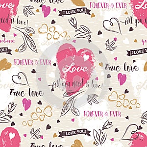 Background with red valentine heart , flower, wishes text, vec