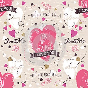 Background with red valentine heart , flower, wishes text