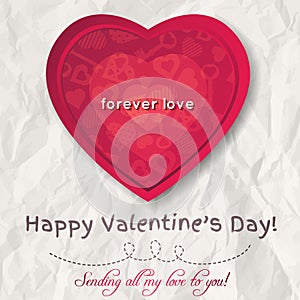 Background with red valentine heart and wishes text
