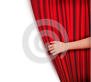 Background with red velvet curtain