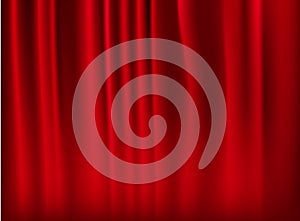 Background with red velvet curtain. Vector