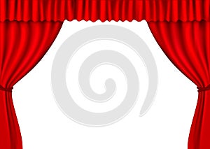 Background with red velvet curtain. Vector