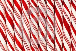 Background of red and white striped Christmas candy canes