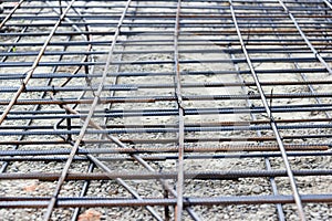 Background of reinforcing steel bars for building armature. Steel reinforcement in the construction of the building