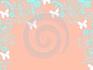 Background repetition cards pink backgrounds white butterflies