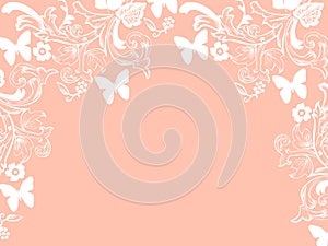 Background repetition flowers cards pink backgrounds white butterflies