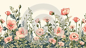 Background with retro floral elements. Vintage wallpaper element.