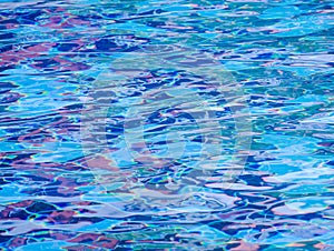 Background of rippled blue water in swimming pool.