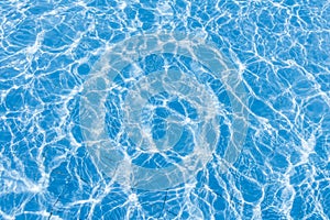 Background of rippled pattern of clean water in a blue swimming