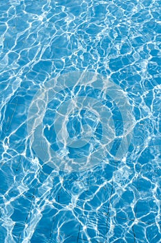 Background of rippled pattern of clean water in a blue swimming