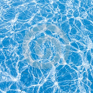 Background of rippled pattern of clean water in a blue swimming