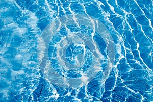 Background of rippled pattern of clean water in a blue swimming