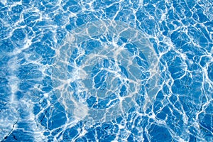 Background of rippled pattern of clean water in a blue swimming