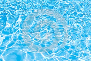 Background of rippled pattern of clean water in blue swimming po