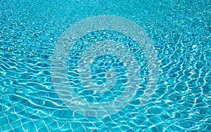 Background of rippled pattern of clean water in a blue swimming pool