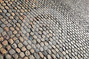 background of the road made with many pebbles and stones in the