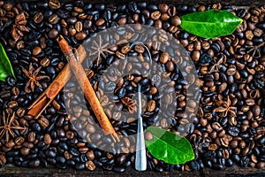 Background roasted coffee beans