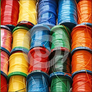background rolls of colorful colored electrical cables wires